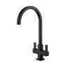 Clearwater Cherika Twin Lever Kitchen mixer Tap Matt Black