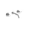 Saneux COS 3 Tap Hole Wall mounted KIT - w/ Short spout (130mm) w/ Knurled handle - Chrome