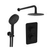 Saneux COS 2 way shower kit - w/ 3 Function Handset and Shower Head - Fluted - Satin Black