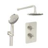 Saneux COS 2 way shower kit - w/ 3 Function Handset and Shower Head - Knurled - Brushed Nickel