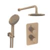 Saneux COS 2 way shower kit - w/ 3 Function Handset and Shower Head - Knurled - Brushed Bronze