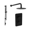 Saneux COS 2 way shower kit - w/ Slim Handset and Slider Rail and Shower Head - Fluted - Satin Black