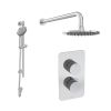 Saneux COS 2 way shower kit - w/ 3 Function Handset and Slider Rail and Shower Head - Fluted - Chrome