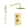 Saneux COS 2 way shower kit - w/ 3 Function Handset and Slider Rail and Shower Head - Fluted - Brushed Brass