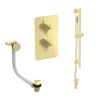 Saneux COS 2 way shower kit - w/ Slim Handset and Slider Rail and Bath filler - Brushed Brass