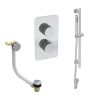 Saneux COS 2 way shower kit - w/ Slim Handset and Slider Rail and Bath filler - Fluted - Chrome