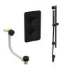 Saneux COS 2 way shower kit - w/ Slim Handset and Slider Rail and Bath filler - Fluted - Satin Black