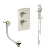 Saneux COS 2 way shower kit - w/ 3 Function Handset and Slider Rail and Bath filler - Fluted - Brushed Nickel