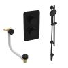 Saneux COS 2 way shower kit - w/ 3 Function Handset and Slider Rail and Bath filler - Fluted - Satin Black