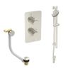 Saneux COS 2 way shower kit - w/ 3 Function Handset and Slider Rail and Bath filler - Knurled - Brushed Nickel