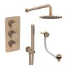 Saneux COS 3 way shower kit - w/ Slim handset and Bath filler and Shower head - Fluted - Brushed Bronze