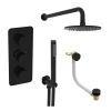 Saneux COS 3 way shower kit - w/ Slim handset and Bath filler and Shower head - Fluted - Satin Black