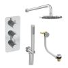 Saneux COS 3 way shower kit - w/ Slim handset and Bath filler and Shower head - Knurled - Chrome