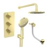 Saneux COS 3 way shower kit - w/ 3 Function Handset and Bath filler and Shower Head - Brushed Brass