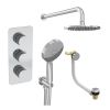 Saneux COS 3 way shower kit - w/ 3 Function Handset and Bath filler and Shower Head - Fluted - Chrome