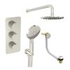 Saneux COS 3 way shower kit - w/ 3 Function Handset and Bath filler and Shower Head - Fluted - Brushed Nickel