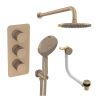 Saneux COS 3 way shower kit - w/ 3 Function Handset and Bath filler and Shower Head - Fluted - Brushed Bronze