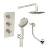 Saneux COS 3 way shower kit - w/ 3 Function Handset and Bath filler and Shower Head - Knurled - Brushed Nickel-COSP308.KBN