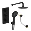 Saneux COS 3 way shower kit - w/ 3 Function Handset and Bath filler and Shower Head - Knurled - Satin Black