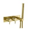 Just Taps VOS Thermostatic Concealed 2 Outlet Shower Valve With Attached Handset-Brushed Brass