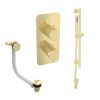 Saneux EDEN 2 way shower kit - w/ Slim Handset and Slider Rail and Bath filler - Brushed Brass