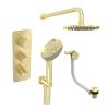 Saneux EDEN 3 way shower kit - w/ 3 Function Handset and Bath filler and Shower Head - Brushed Brass