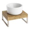 Abacus Concept Cloud 50cm Halifax Oak Shelf with Brushed Stainless Steel Towel Hangers