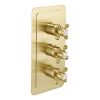 Just Taps Grosvenor Cross Thermostatic 3 Outlet Shower Valve Brushed Brass