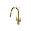 Clearwater Kira C Spout Kitchen mixer Tap with Pull-out spray Brushed Brass