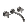 Just Taps KONO 3 hole wall mounted basin mixer (both handles included) Brushed Black