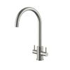 Clearwater Loreto Twin Lever Kitchen mixer Tap Brushed Nickel