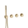 Crosswater MPRO Push 2 Outlet 3 Handle Trimset and Handset-Brushed Brass