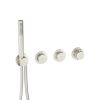 Crosswater Module MPRO Push 2 Outlet 3 Handle Trimset and Handset-Brushed Stainless Steel