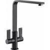 Abode Quantic Twin Lever Kitchen mixer Tap Matt Black