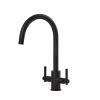 Clearwater Rococo Twin Lever Kitchen mixer Tap Matt Black