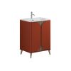 Crosswater Tambour 600mm Floor Standing Vanity With Doors with 1TH Basin-Soft Clay