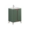 Crosswater Tambour 600mm Floor Standing Vanity With Doors with 1TH Basin-Sage Green