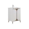 Crosswater Tambour 600mm Floor Standing Vanity With Doors with 1TH Basin-White Matt