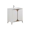 Crosswater Tambour 800mm Floor Standing Vanity With Doors with 1TH Basin-Matt White