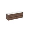 Saneux UNI 160cm Kit - 2 x 80cm 2 Drawer Wall Mounted Unit - English Oak