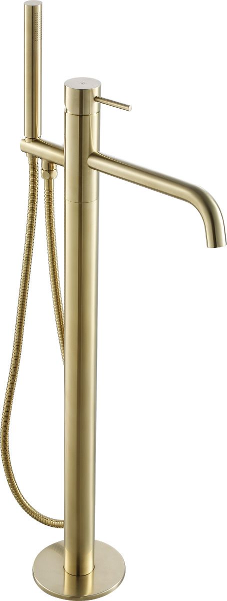 Just Taps Vos Brushed Brass Floor Standing Bath Shower Mixer With Kit