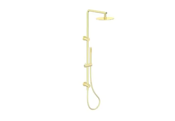 Saneux COS rigid riser kit with 2 way diverter outlet - Brushed Brass