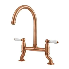Clearwater Elegance Bridge Kitchen mixer Tap Brushed Copper