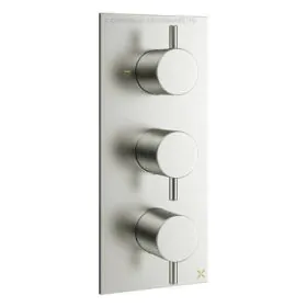 Crosswater MPRO 2 Outlet 3 Handle Thermostatic Shower Valve Brushed Stainless Steel 