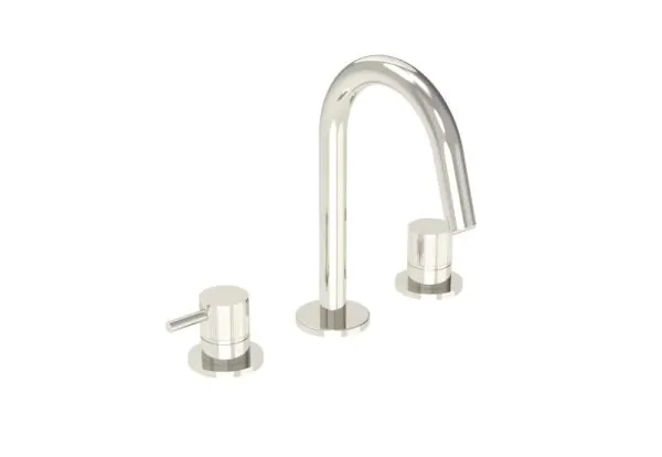 Saneux COS 3 Tap Hole Deck mounted KIT - w/ Fluted handle - Brushed Nickel (PVD)