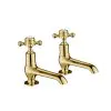 Just Taps Grosvenor Cross Long Nose Basin Taps – Polished Gold