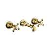 Just Taps Grosvenor Cross 3 Hole Wall Mounted Basin Mixer Tap – Polished Gold