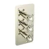 Just Taps Grosvenor Cross Vertical Thermostatic 3-Outlets Concealed Shower Valve-Nickel