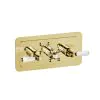 Just Taps Grosvenor Lever Concealed Thermostatic Shower Valve 3 Outlet Horizontal – Polished Gold