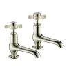 Just Taps Grosvenor Pinch Long Nose Basin Taps-Nickel